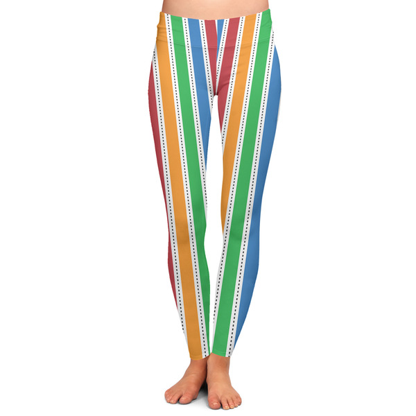 Custom Transportation & Stripes Ladies Leggings - Large