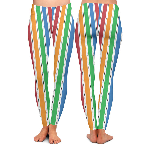 Transportation & Stripes Ladies Leggings - Front and Back