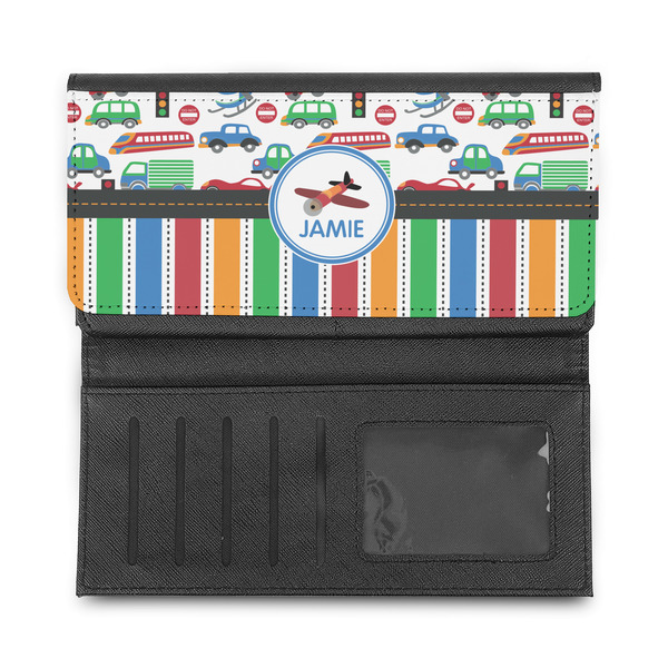 Transportation & Stripes Ladies Wallet - Half Way Open