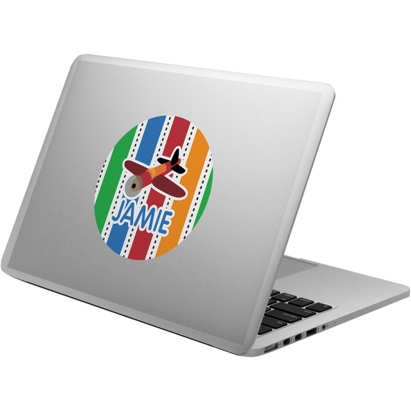 Custom Transportation & Stripes Laptop Decal (Personalized)