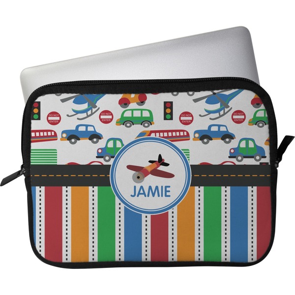 Custom Transportation & Stripes Laptop Sleeve / Case (Personalized)