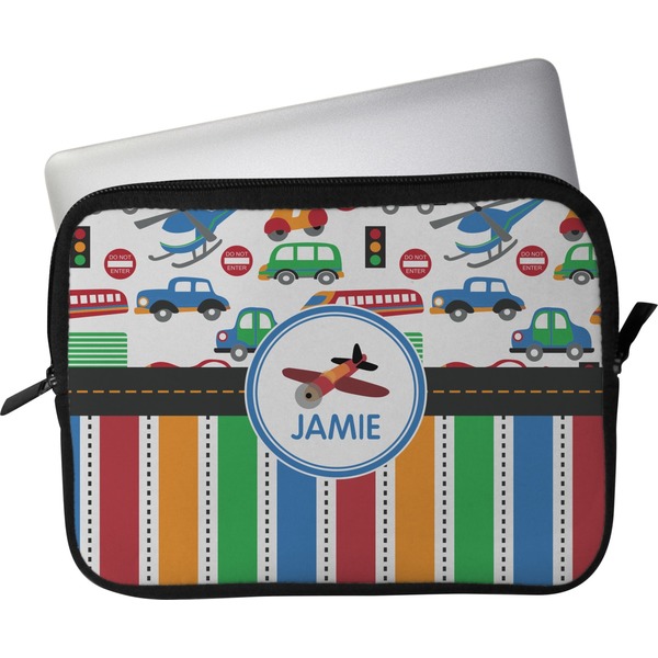 Custom Transportation & Stripes Laptop Sleeve / Case - 13" (Personalized)