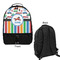 Transportation & Stripes Large Backpack - Black - Front & Back View