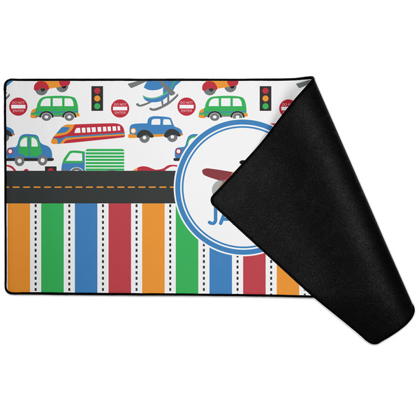 Transportation & Stripes Large Gaming Mats - FRONT W/ FOLD