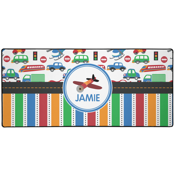 Custom Transportation & Stripes Gaming Mouse Pad (Personalized)