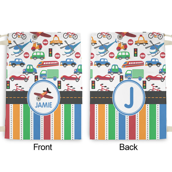 Transportation & Stripes Large Laundry Bag - Front & Back View