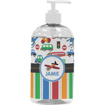 Transportation & Stripes Plastic Soap / Lotion Dispenser (16 oz - Large - White) (Personalized)