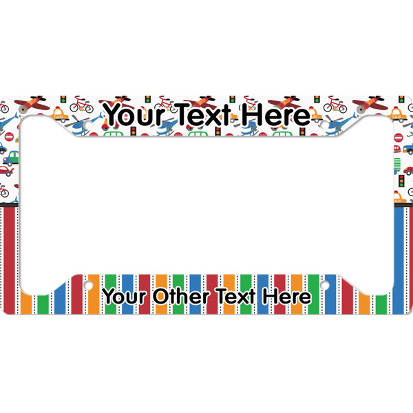 Custom Transportation & Stripes License Plate Frame (Personalized)