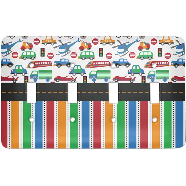 Custom Transportation & Stripes Light Switch Cover (4 Toggle Plate)