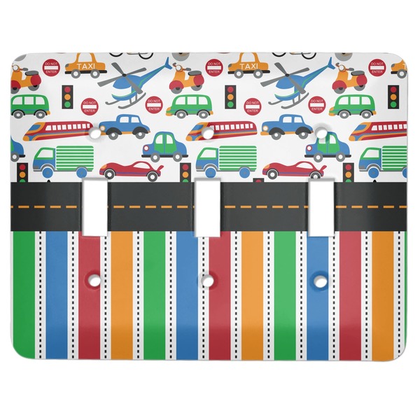 Custom Transportation & Stripes Light Switch Cover (3 Toggle Plate)