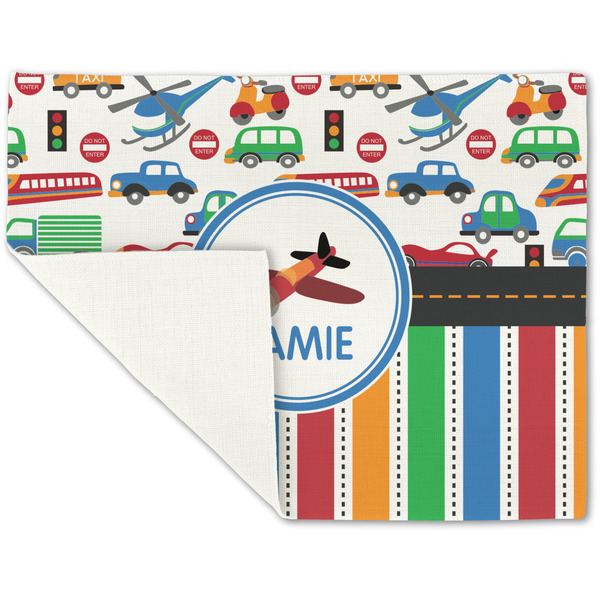 Transportation & Stripes Linen Placemat - Folded Corner (single side)