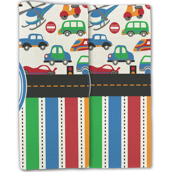 Transportation & Stripes Linen Placemat - Folded Half (double sided)