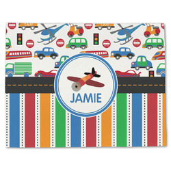 Transportation & Stripes Single-Sided Linen Placemat - Single w/ Name or Text