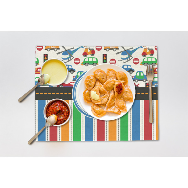 Transportation & Stripes Linen Placemat - Lifestyle (single)