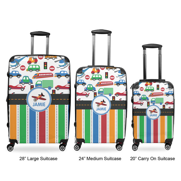 Transportation & Stripes Luggage Bags all sizes - With Handle