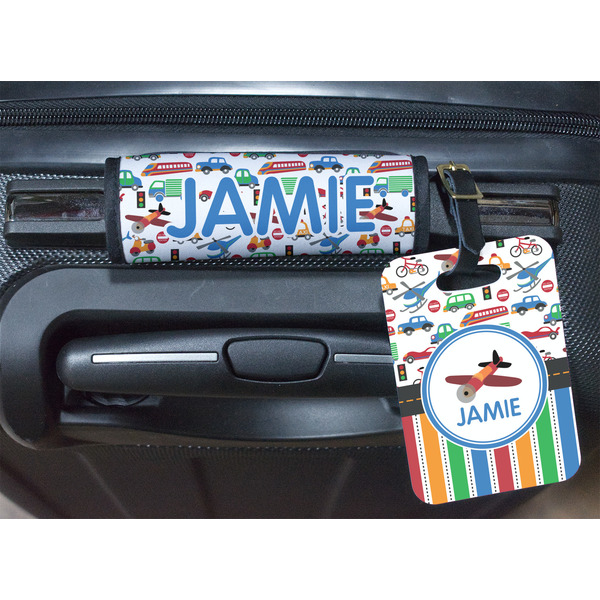 Transportation & Stripes Luggage Wrap & Tag