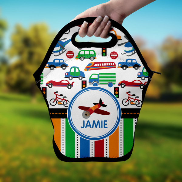 Transportation & Stripes Lunch Bag - Hand