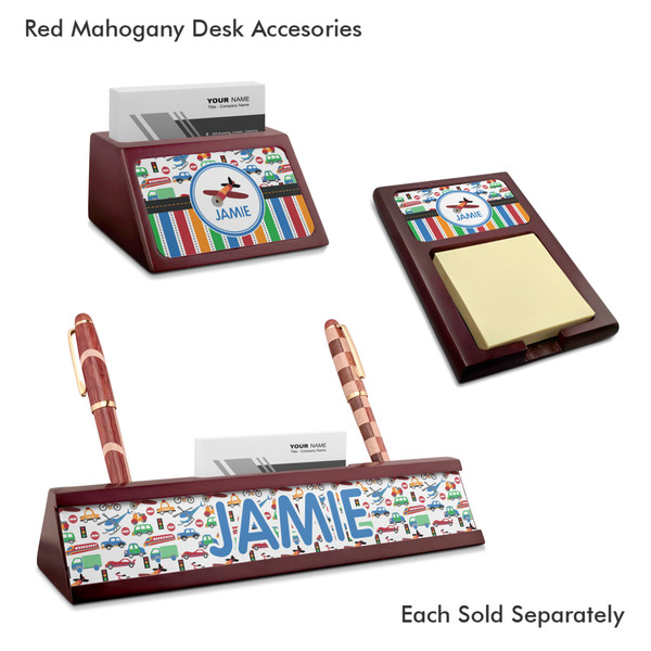 Transportation & Stripes Mahogany Desk Accessories