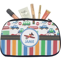 Transportation & Stripes Makeup / Cosmetic Bag - Medium (Personalized)