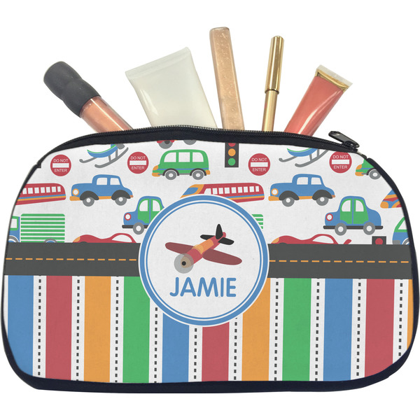 Transportation & Stripes Makeup Bag Medium