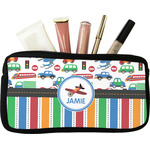 Transportation & Stripes Makeup / Cosmetic Bag - Small (Personalized)