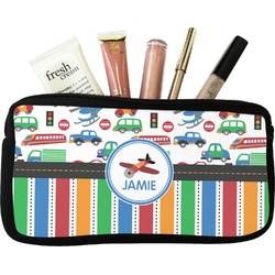 Transportation & Stripes Makeup / Cosmetic Bag - Small (Personalized)
