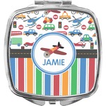 Transportation & Stripes Compact Makeup Mirror (Personalized)