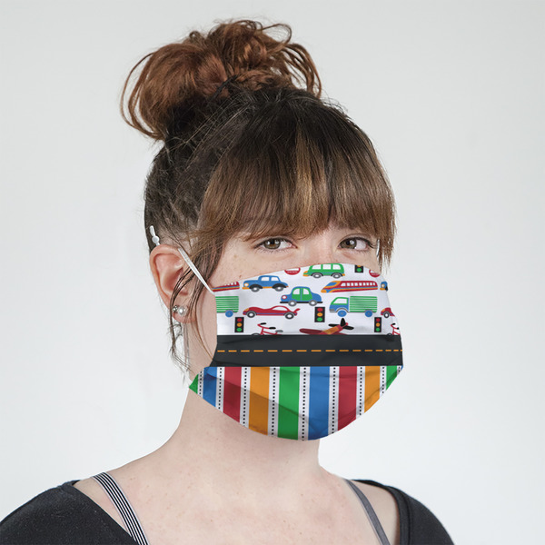 Transportation & Stripes Mask - Quarter View on Girl
