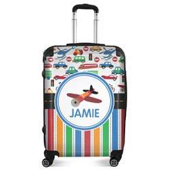 Transportation & Stripes Suitcase - 24" Medium - Checked (Personalized)