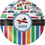 Transportation & Stripes Melamine Plate (Personalized)