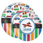 Transportation & Stripes Melamine Plate (Personalized)