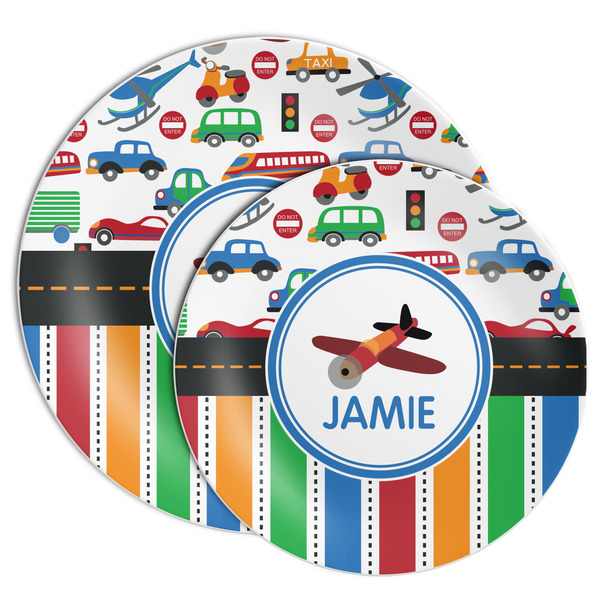 Transportation & Stripes Melamine Plates - PARENT/MAIN