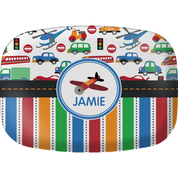 Custom Transportation & Stripes Melamine Platter (Personalized)