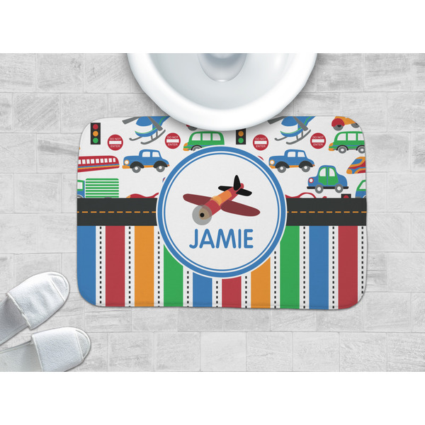 Transportation & Stripes Memory Foam Bath Mat - LIFESTYLE 34x21