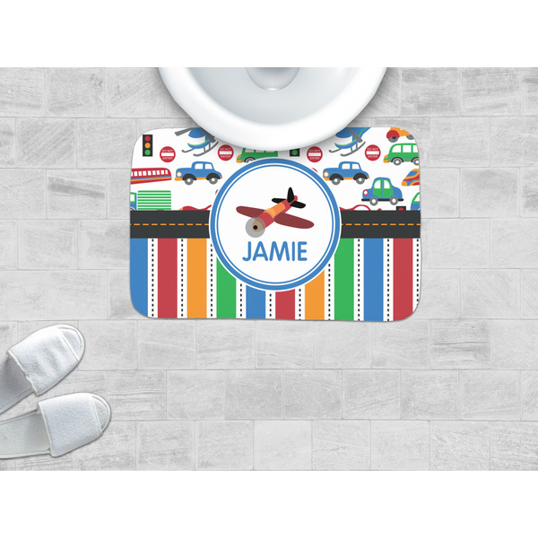 Transportation & Stripes Memory Foam Bath Mat - LIFESTYLE