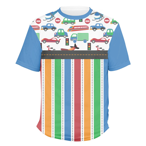 Custom Transportation & Stripes Men's Crew T-Shirt - 2X Large