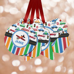 Transportation & Stripes Metal Ornaments - Double Sided w/ Name or Text