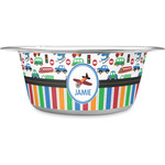 Transportation & Stripes Stainless Steel Dog Bowl - Small (Personalized)