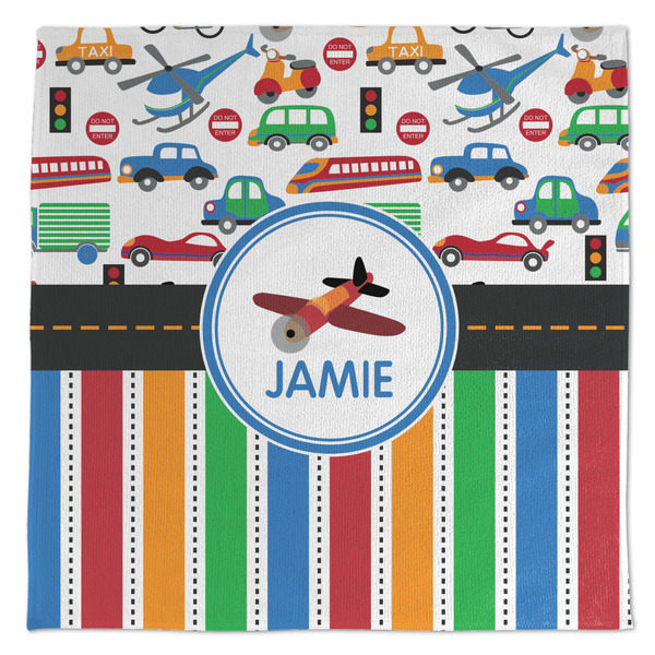 Custom Transportation & Stripes Microfiber Dish Towel (Personalized)