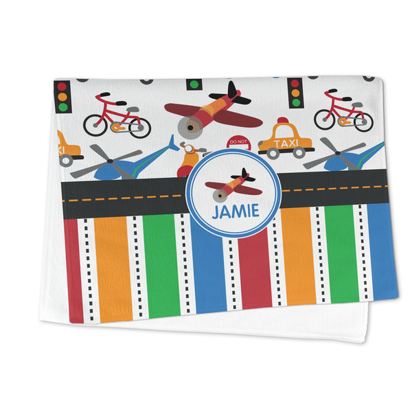 Transportation & Stripes Microfiber Dish Towel - FOLDED HALF