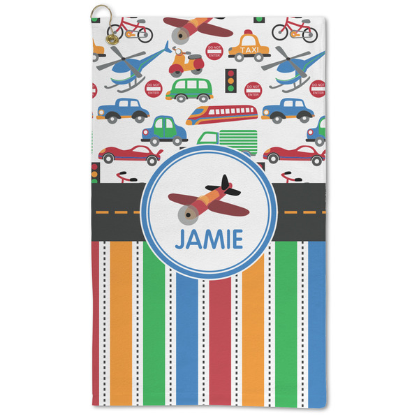 Custom Transportation & Stripes Microfiber Golf Towel (Personalized)