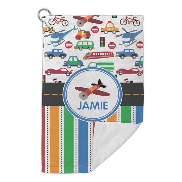Transportation & Stripes Microfiber Golf Towels Small - FRONT FOLDED