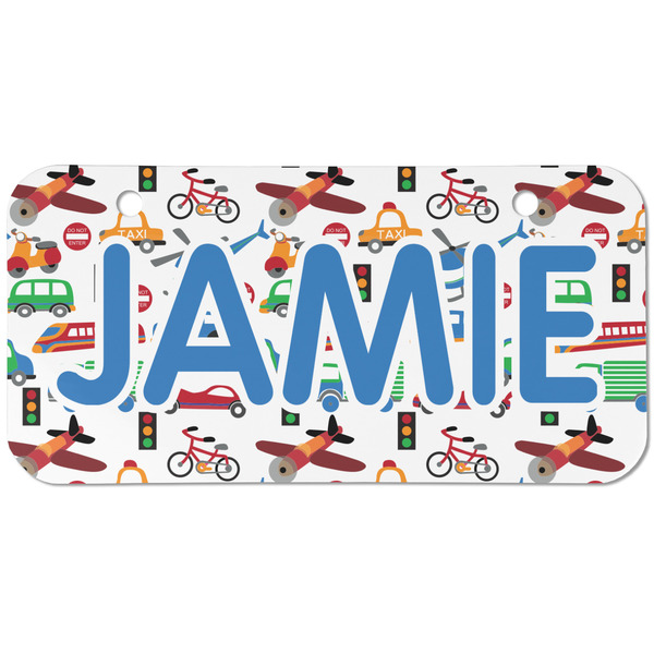 Custom Transportation & Stripes Mini/Bicycle License Plate (2 Holes) (Personalized)