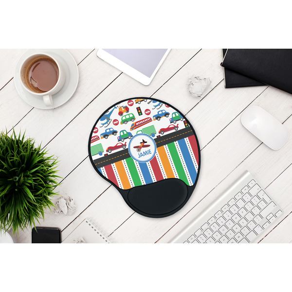 Transportation & Stripes Mouse Pad with Wrist Rest - LIFESYTLE 1