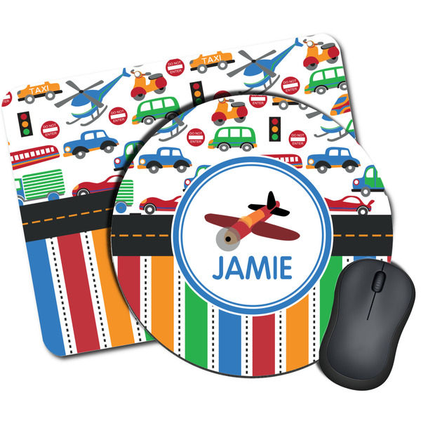 Custom Transportation & Stripes Mouse Pad (Personalized)