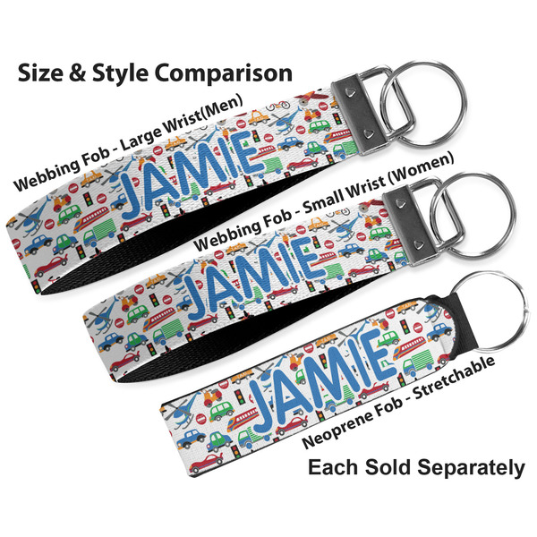 Transportation & Stripes Multiple Key Ring comparison sizes