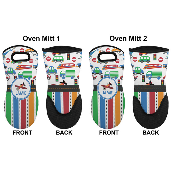 Transportation & Stripes Neoprene Oven Mitt - Set of 2 - Approval