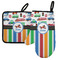 Transportation & Stripes Left Oven Mitt & Pot Holder Set w/ Name or Text