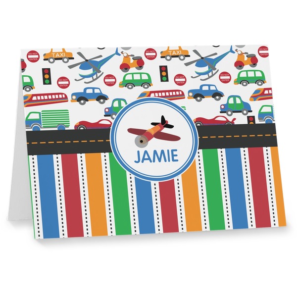 Custom Transportation & Stripes Note cards (Personalized)