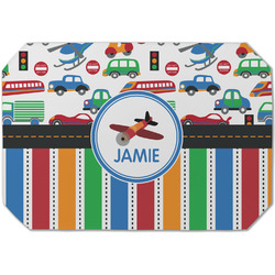 Transportation & Stripes Dining Table Mat - Octagon (Single-Sided) w/ Name or Text